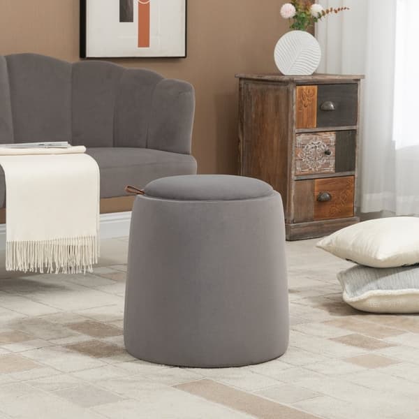 Rootz 2-in-1 Velvet Look -säilytysjakkara - ottomaani - Jalkatuki - Piilotettu säilytystila - Irrotettava tarjottimen kansi - 44 cm x 47,5 cm - Tumman