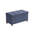 Pikkukuva 1 / 6: Rootz-istuinlaatikon säilytys ottomaani - Vaalea denim sininen - Pellava ottomaani - Vaahtomuovipehmustettu penkki - MDF-säilytysarkku - 38cm x 76cm x