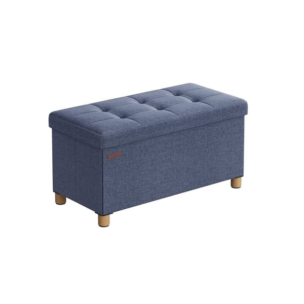 Rootz-istuinlaatikon säilytys ottomaani - Vaalea denim sininen - Pellava ottomaani - Vaahtomuovipehmustettu penkki - MDF-säilytysarkku - 38cm x 76cm x