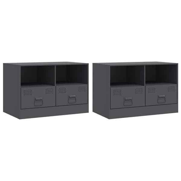vidaXL TV-benker 2 stk antrasitt 67x39x44 cm stål