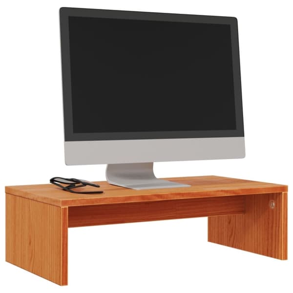 vidaXL Monitorstativ voksbrun 50x27x15 cm heltre furu