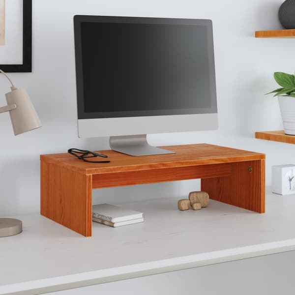 vidaXL Monitorstativ voksbrun 50x27x15 cm heltre furu