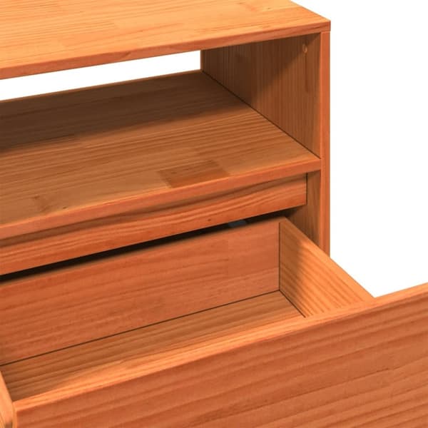 vidaXL TV-benk voksbrun 140x37x50 cm heltre furu