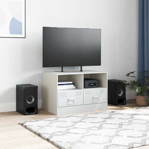 vidaXL TV-benk hvit 67x39x44 cm stål