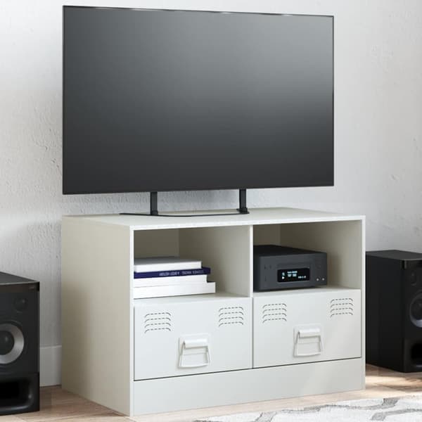 vidaXL TV-benk hvit 67x39x44 cm stål
