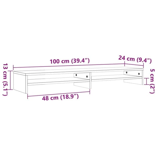vidaXL Skärmställ vaxbrun 100x24x13 cm massiv furu