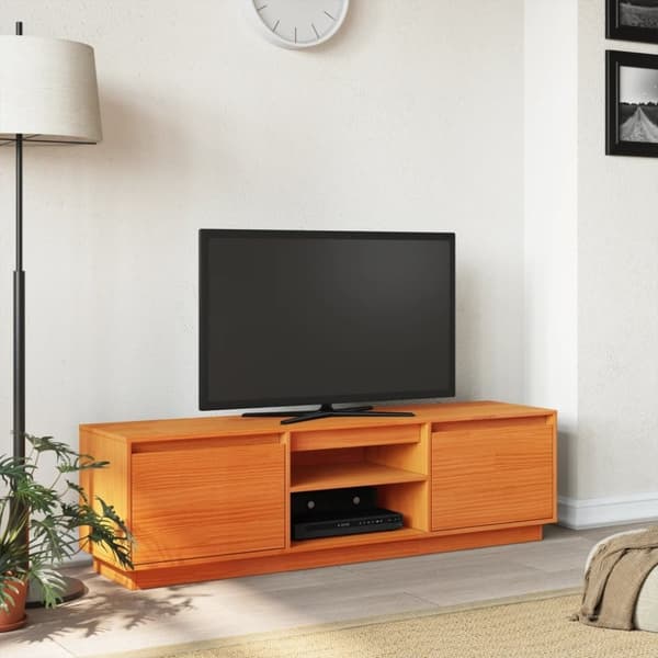 vidaXL TV-taso vahanruskea 140x35x40 cm täysi mänty