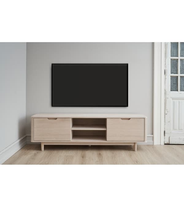 Rootz TV-bord - Mediaställ - TV-konsol - Massiv ek och faner - Hållbar, sofistikerad, gott om förvaring - 45 cm x 180 cm x 52 cm