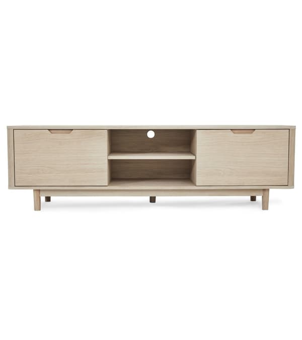 Rootz TV-bord - Mediaställ - TV-konsol - Massiv ek och faner - Hållbar, sofistikerad, gott om förvaring - 45 cm x 180 cm x 52 cm
