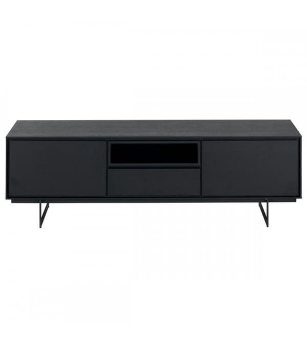 Rootz TV -pöytä - Mediakonsoli - Viihdeteline - Kestävä metallirunko - Hienostunut musta tammiviilu - Runsaasti säilytystilaa - 160cm x 45cm x 50cm