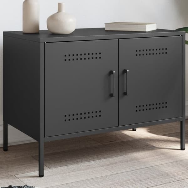 vidaXL TV-benk svart 68x39x50,5 cm stål