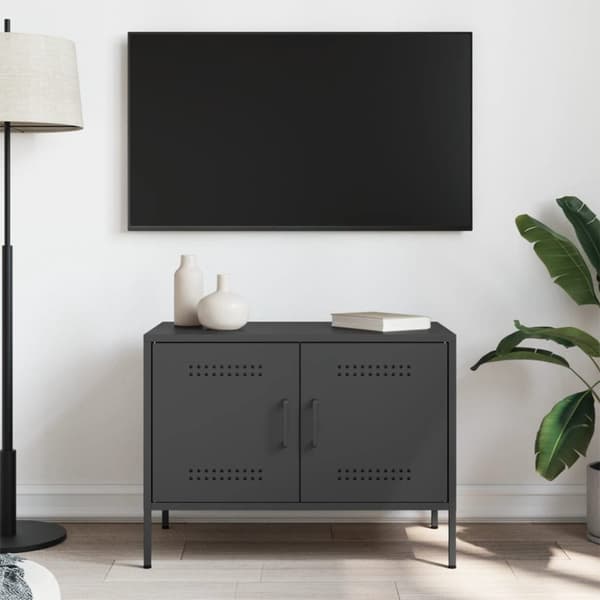 vidaXL TV-benk svart 68x39x50,5 cm stål