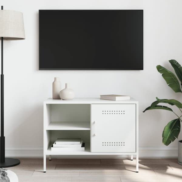 vidaXL TV-benk hvit 68x39x50,5 cm stål