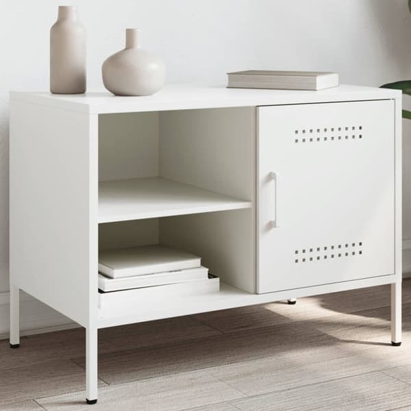 vidaXL TV-benk hvit 68x39x50,5 cm stål