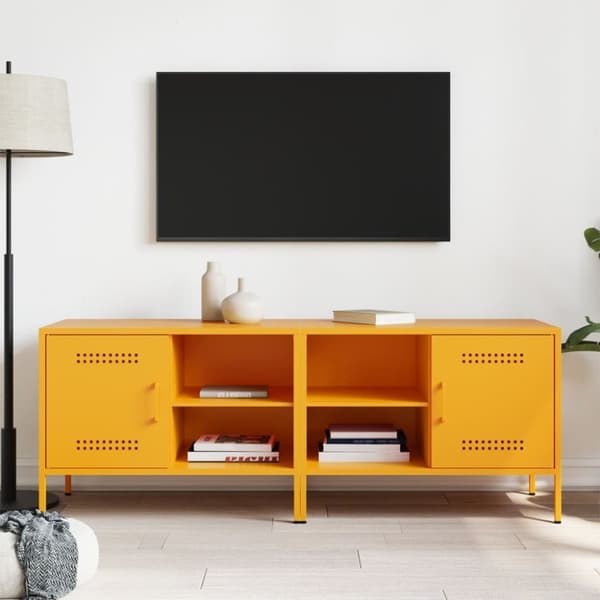 vidaXL TV-benker 2 stk sennepsgul 68x39x50,5 cm stål