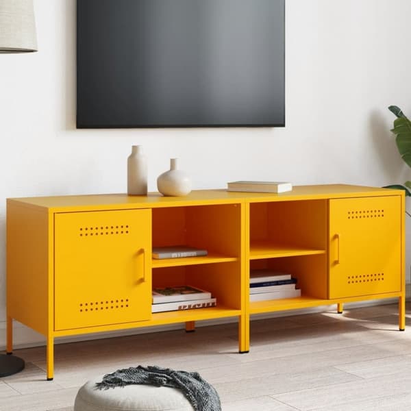 vidaXL TV-benker 2 stk sennepsgul 68x39x50,5 cm stål