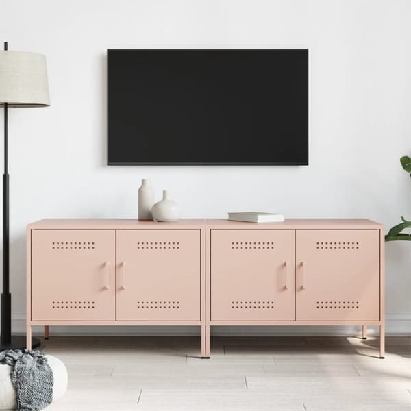 vidaXL Tv-bänk 2 st rosa 68x39x50,5 cm stål