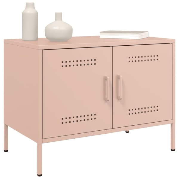 vidaXL Tv-bänk 2 st rosa 68x39x50,5 cm stål