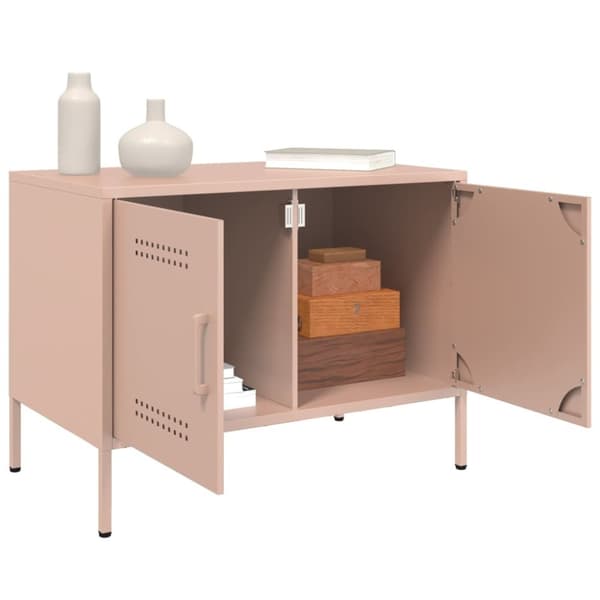 vidaXL Tv-bänk 2 st rosa 68x39x50,5 cm stål