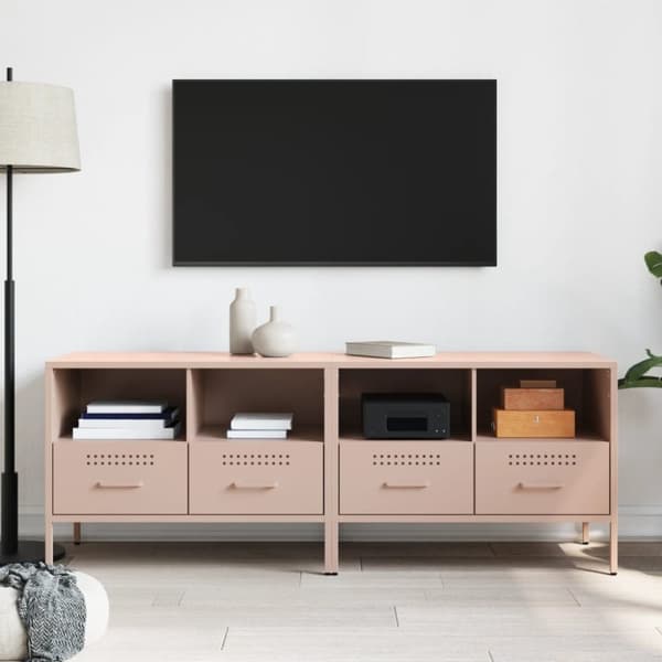 vidaXL TV-benker 2 stk rosa 68x39x50,5 cm stål