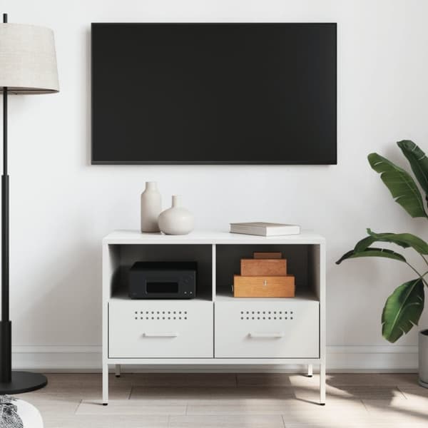 vidaXL TV-benk hvit 68x39x50,5 cm stål