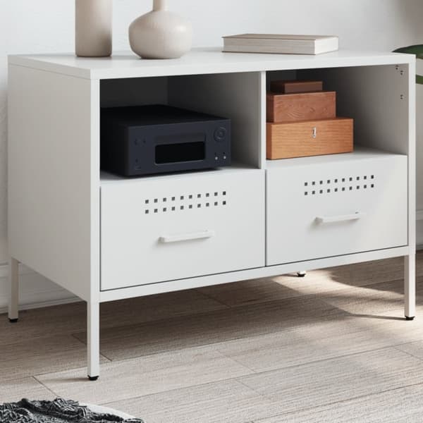 vidaXL TV-benk hvit 68x39x50,5 cm stål