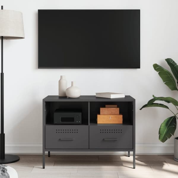 vidaXL TV-benk svart 68x39x50,5 cm stål