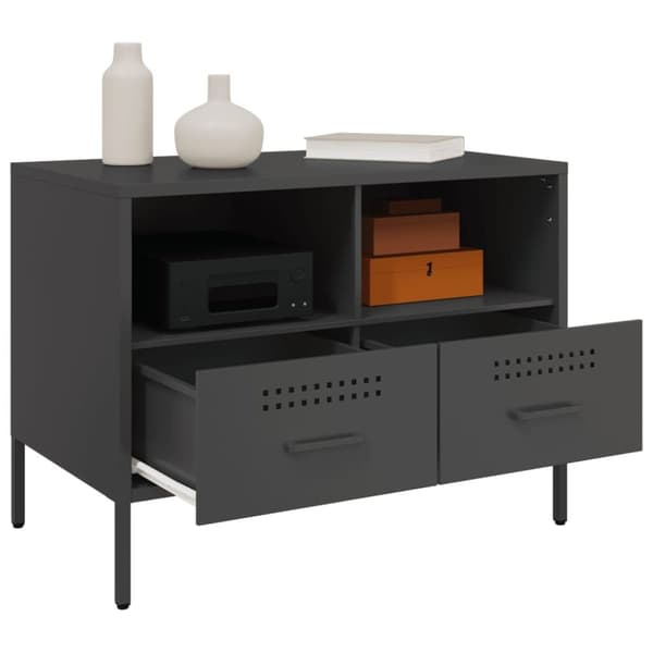 vidaXL TV-benk svart 68x39x50,5 cm stål