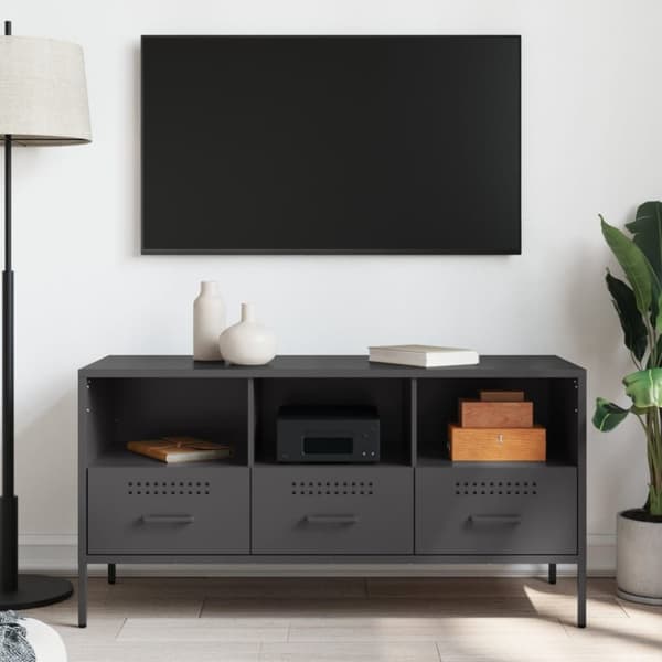 vidaXL TV-benk svart 100,5x39x50,5 cm stål