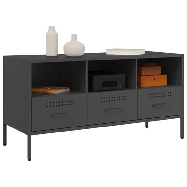 vidaXL TV-benk svart 100,5x39x50,5 cm stål