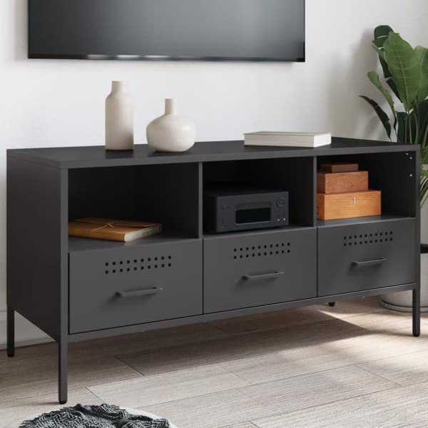 vidaXL TV-benk svart 100,5x39x50,5 cm stål
