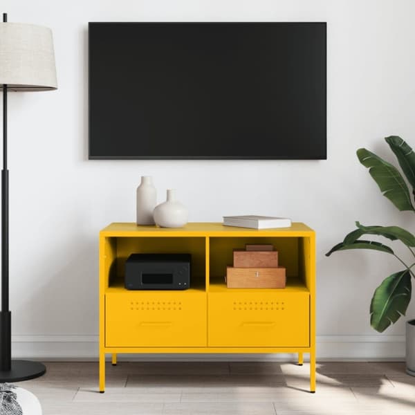 vidaXL tv-bord 68x39x50,5 cm stål sennepsgul