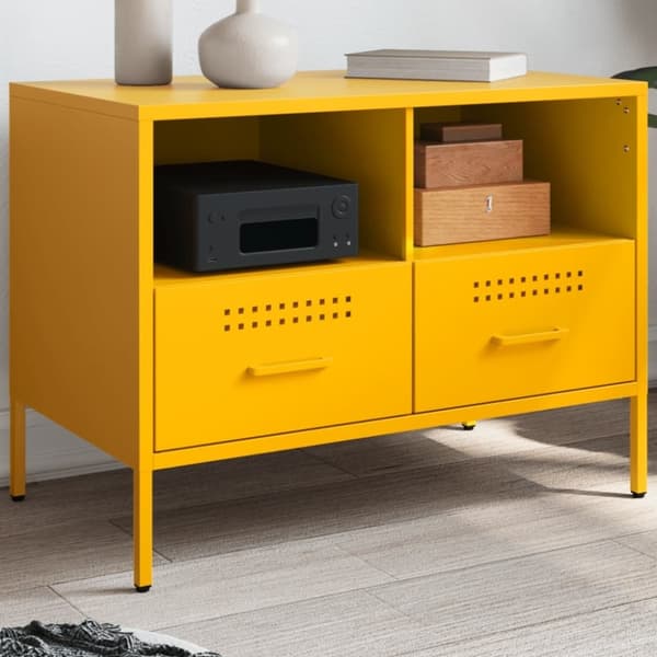 vidaXL tv-bord 68x39x50,5 cm stål sennepsgul