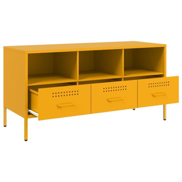 vidaXL tv-bord 100,5x39x50,5 cm stål sennepsgul