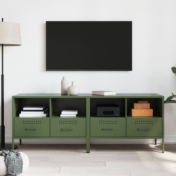 vidaXL TV-skåp 2 st olivgrön 68x39x50,5 cm stål