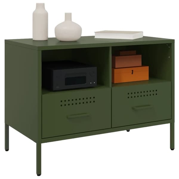 vidaXL TV-skåp 2 st olivgrön 68x39x50,5 cm stål