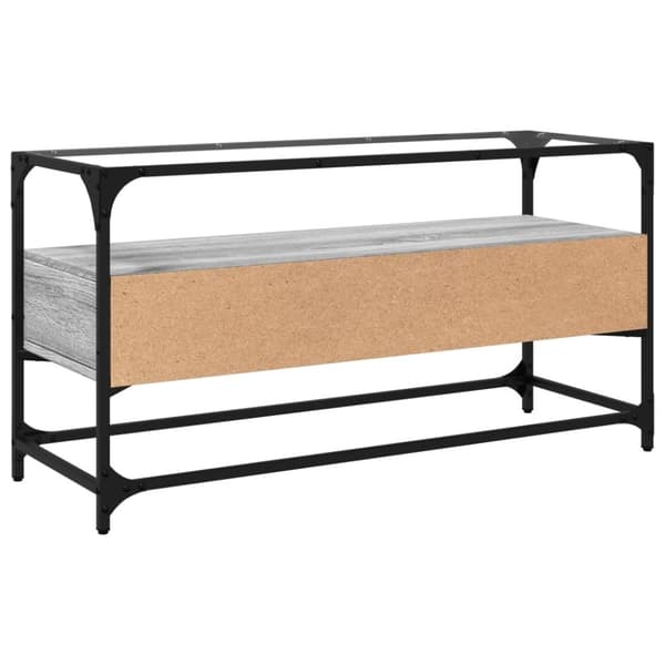 vidaXL tv-bord med glastop 98x35x51 cm konstrueret træ grå sonoma-eg