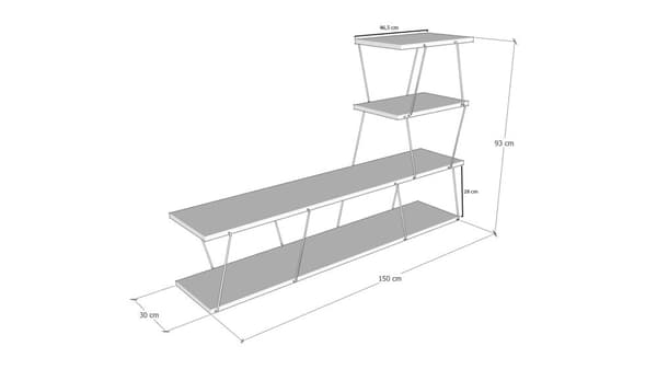 Chic Home Carita TV-taso hyllyillä 150 cm, valkoinen
