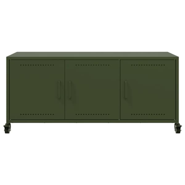 vidaXL tv-bord 100,5x39x43,5 cm stål olivengrøn