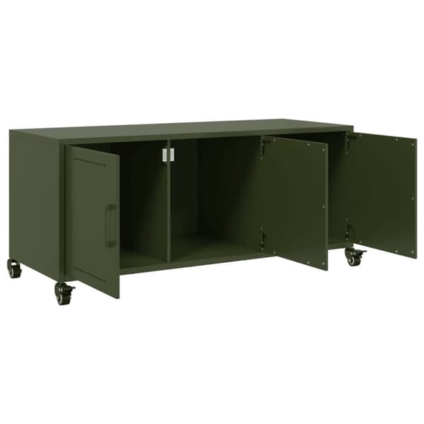 vidaXL tv-bord 100,5x39x43,5 cm stål olivengrøn