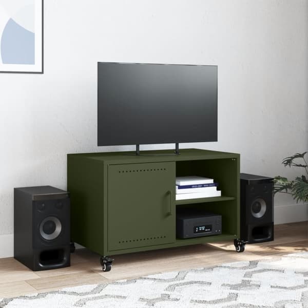 vidaXL tv-bord 68x39x43,5 cm stål olivengrøn