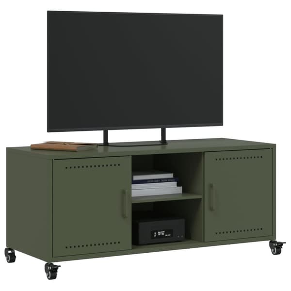 vidaXL tv-bord 100,5x39x43,5 cm stål olivengrøn