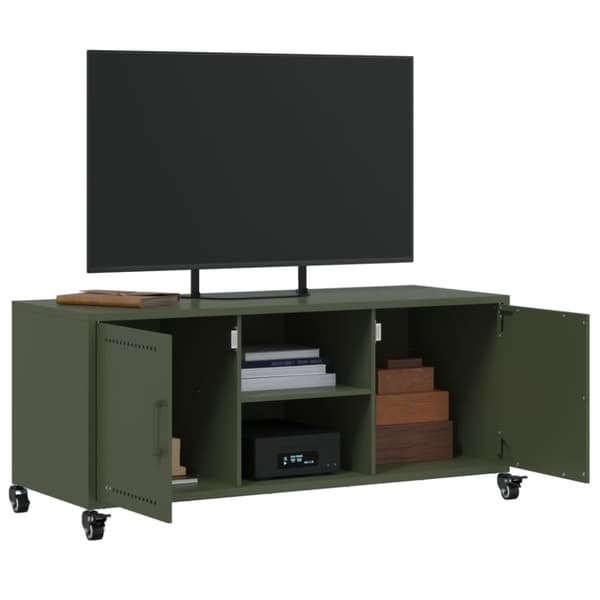 vidaXL tv-bord 100,5x39x43,5 cm stål olivengrøn