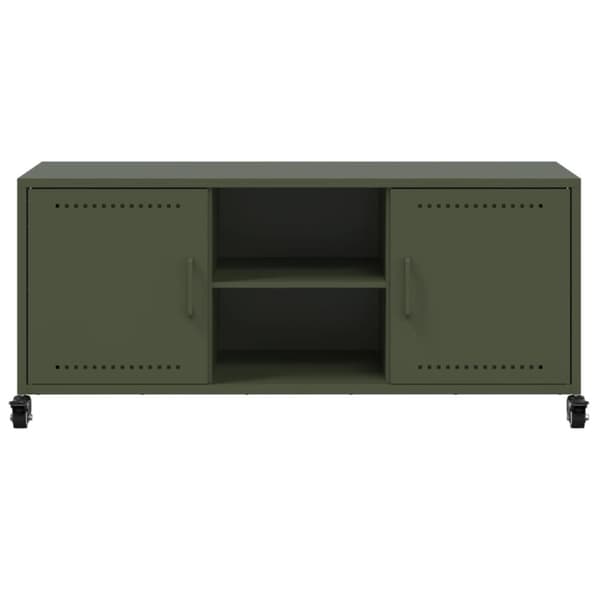 vidaXL tv-bord 100,5x39x43,5 cm stål olivengrøn