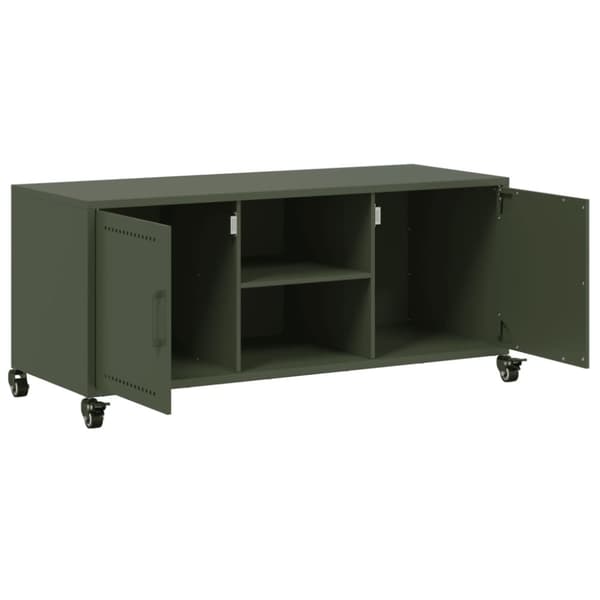 vidaXL tv-bord 100,5x39x43,5 cm stål olivengrøn