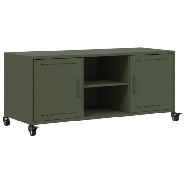 vidaXL tv-bord 100,5x39x43,5 cm stål olivengrøn