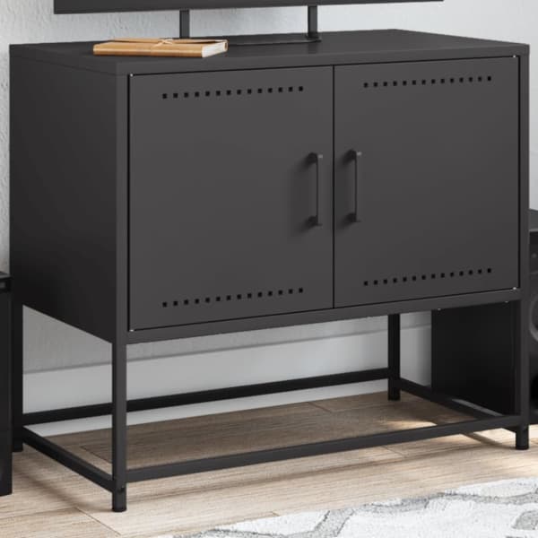 vidaXL TV-benk svart 68,5x39x60,5 cm stål