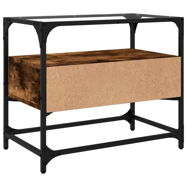 vidaXL TV-benk med glasstopp røkt eik 60x35x51 cm konstruert tre