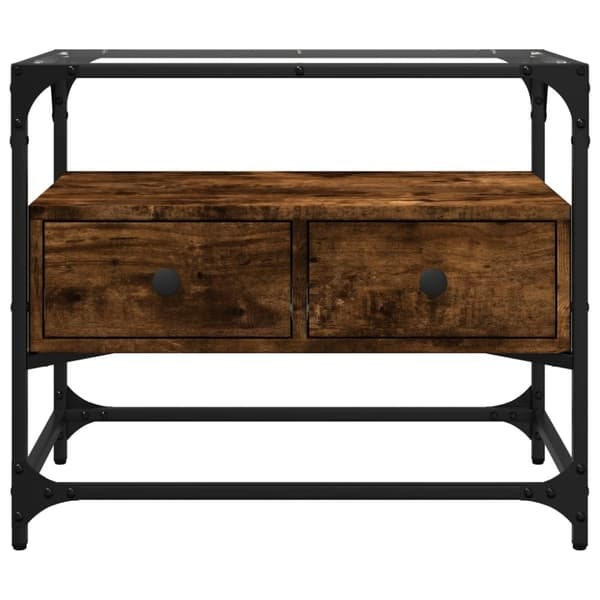 vidaXL TV-taso lasinen pöytälevy savutammi 60x35x51 cm tekninen puu