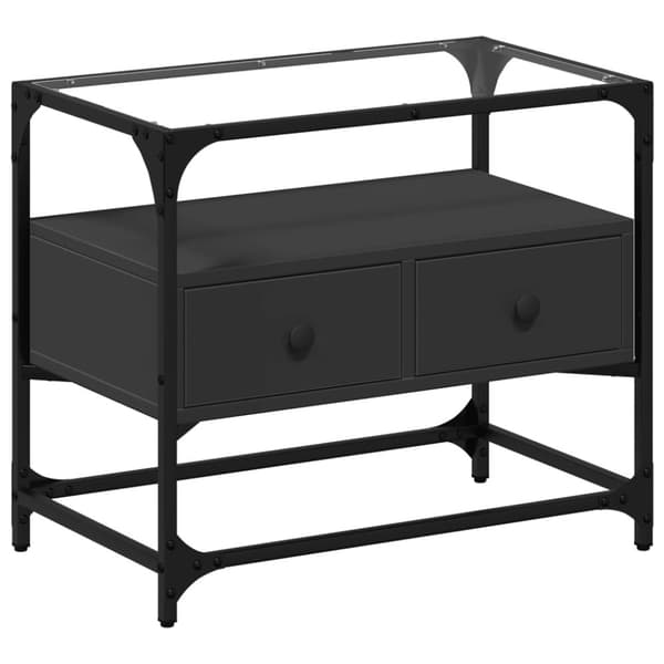 vidaXL tv-bord med glastop 60x35x51 cm konstrueret træ sort